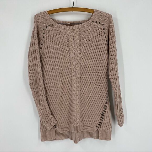 Philosophy Women’s Round Neck Cream Cable Knit Long Sleeve Sweater size S - Picture 1 of 3